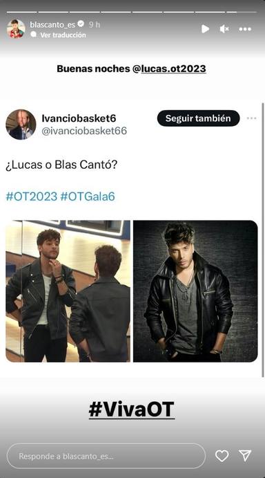 Blas Cantó da como bueno a Lucas, concursante de OT 2023, como su doble