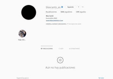 Blas Cantó borra sus fotos de Instagram a sólo días de publicar su canción para Eurovisión 2020