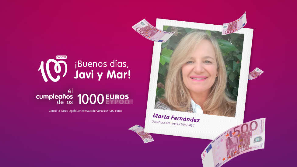 ¡Marta Fernández es la ganadora de los 1.000 euros de hoy!