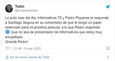 Twitter se enciende con Pedro Piqueras y Santiago Segura