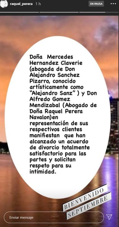 Alejandro Sanz Raquel Perera divorcio
