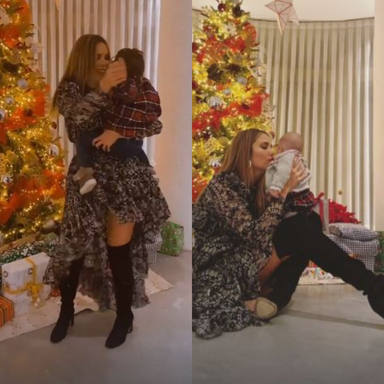 Rosanna Zanetti con Matteo y Bianca en su primera Navidad juntos