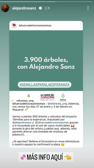 El proyecto a favor del medioambiente que ha impulsado Alejandro Sanz con sus conciertos