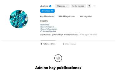 Dua Lipa borra todas las imágenes de su feed de Instagram