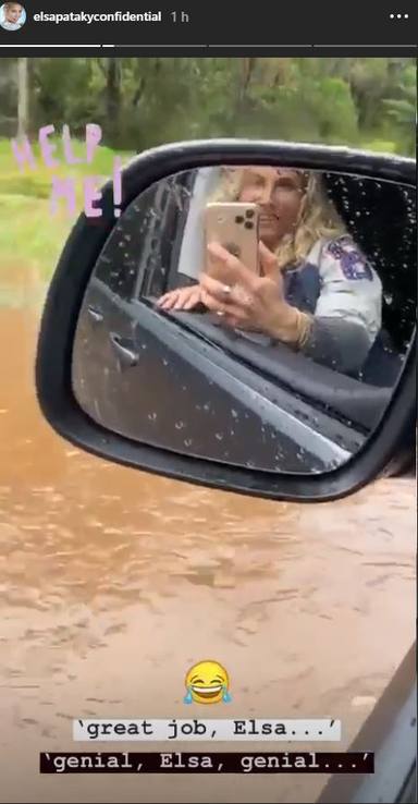 Elsa Pataky cuenta en directo cómo se queda atrapada por la lluvia en su coche