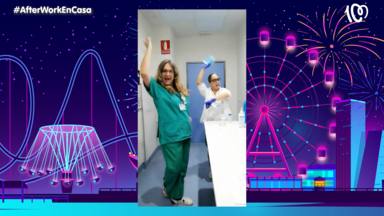 Enfermeras del Hospital del Mar, en Cádiz, cantan como desinfectar