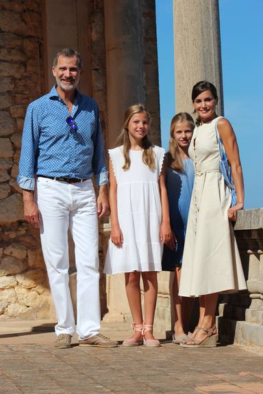 Spanish King Felipe VI and Queen Letizia with Princess Leonor and Infant Sofia de Borbon during visit Casa Museo Son Marroig in Palma de Mallorca, 08 August 2019.