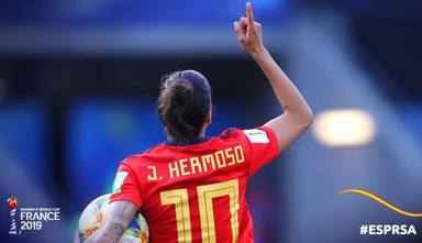 Jennifer Hermoso celebra un gol en el Mundial femenino de Francia 2019