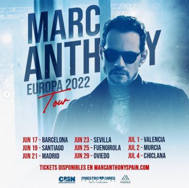 Así ha reprogramado Marc Anthony su gira por España trasladando fechas al año 2022