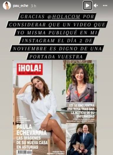 Pantallazo con el cabreo de Paula Echevarría con la revista HOLA por usar material de sus redes sociales