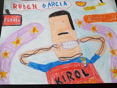 Mikel gana el concurso de dibujo de Rubén García, jugador de Osasuna