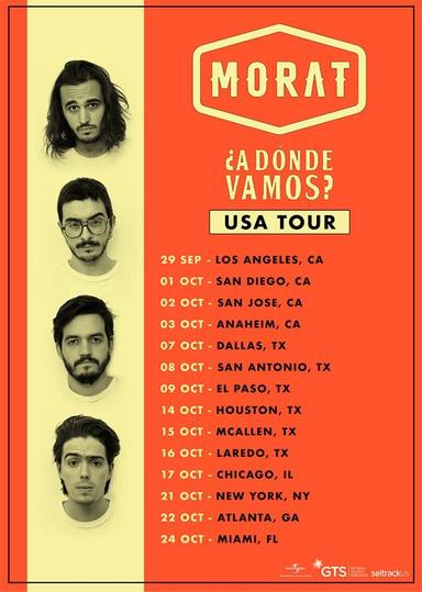Cartel con las fechas de la gira de Morat por Estados Unidos con su ¿A dónde vamos? Tour