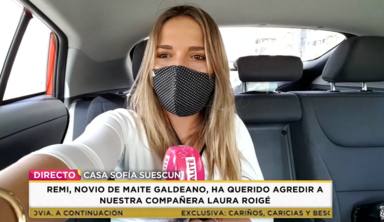 Una reportera de ‘Socialité’ llora desconsolada tras sufrir un intento de agresión del novio de Maite Galdeano