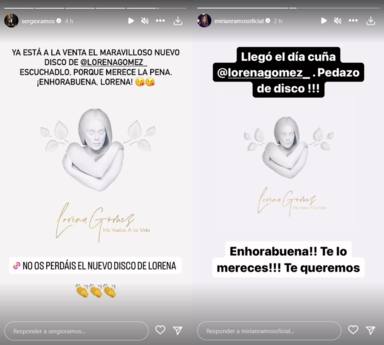 La felicitación de Sergio Ramos a Lorena Gómez por la salida de su disco Me vuelvo a la vida