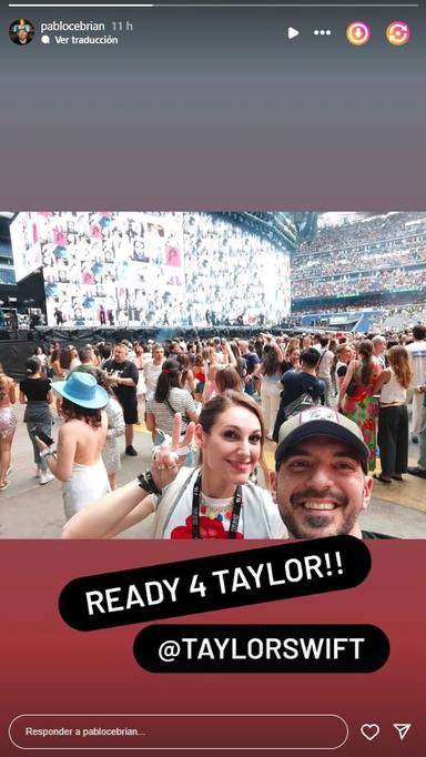 Conchita junto a Pablo Cebrián instantes antes de que diera comienzo el concierto de Taylor Swift en Madrid