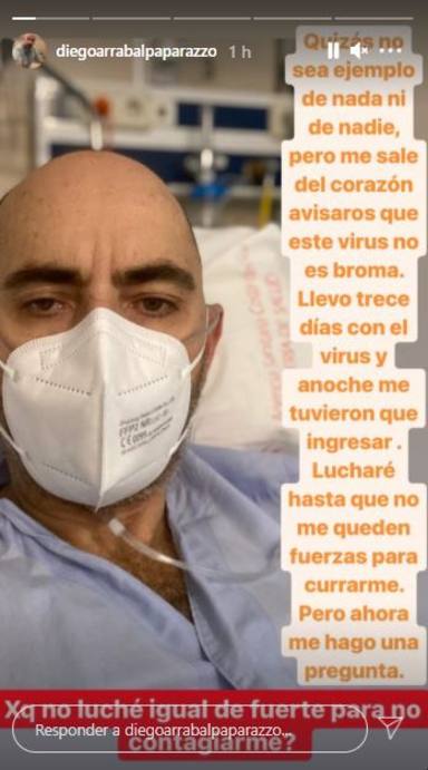 Diego Arrabal Viva la vida ingresado en el hospital por Covid-19