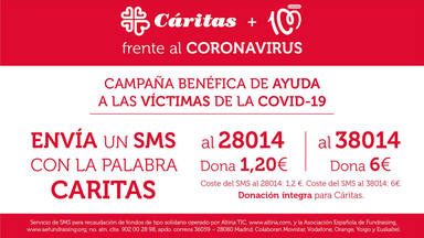 Grupo COPE lanza una campaña de donación por sms a favor de Cáritas para ayudar a las víctimas del Covid-19