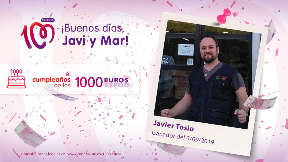 ¡Javier Tosio es el ganador de El Cumpleaños de los 1.000 euros de CADENA 100!