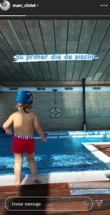Primer día de piscina de la hija de Natalia Sánchez
