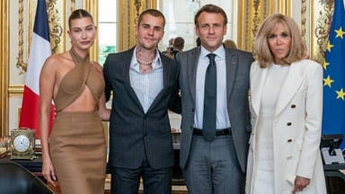 Emmanuel Macron, presidente de la república francesa, recibe a Justin Bieber en el Palacio del Elíseo