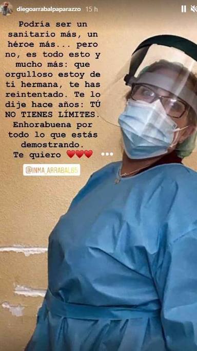 Diego Arrabal aplaude la labor de su hermana sanitaria en el hospital