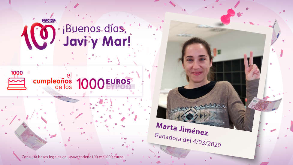 ¡Marta Jiménez ha ganado 1.000 euros!