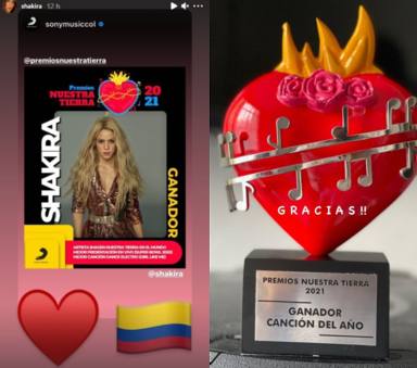 Los mensajes de agradecimiento de Shakira y Maluma por sus premios Nuestra Tierra 2021
