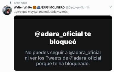 Adara bloqueó a su padre en Twitter