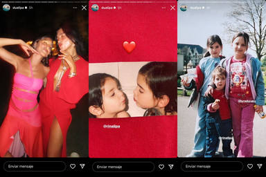 Dua Lipa y las fotos que ha compartido junto a su hermana en stories de Instagram