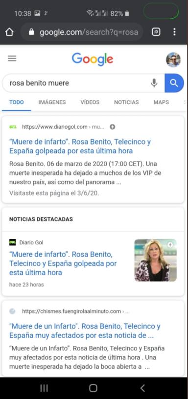 Rosa Benito muere de un infarto según una noticia falsa