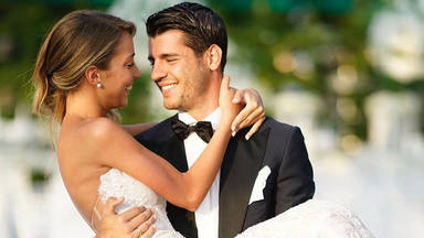 Álvaro Morata y Alice Campello en una foto de su boda para celebrar su cuatro aniversario de matrimonio