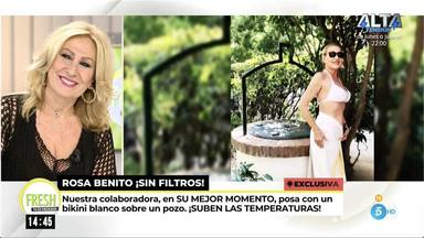Rosa Benito comentando su posado en bikini, unas fotos realizadas por un amigo de su hijo